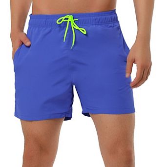Men's Shorts Summer Beach Shorts Solid Mesh Lining Drawstring Waist Swim Shorts