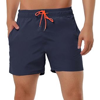 Men's Shorts Summer Beach Shorts Solid Mesh Lining Drawstring Waist Swim Shorts