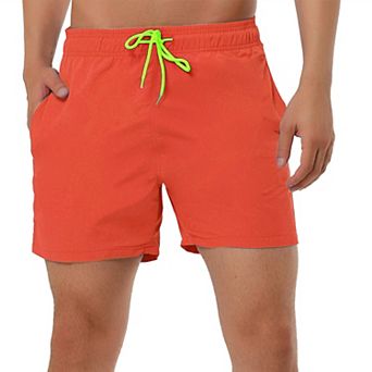 Men's Shorts Summer Beach Shorts Solid Mesh Lining Drawstring Waist Swim Shorts