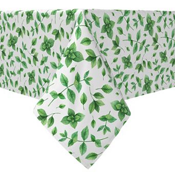 Rectangular Tablecloth, 100% Cotton, 60x120", Mint Leaves