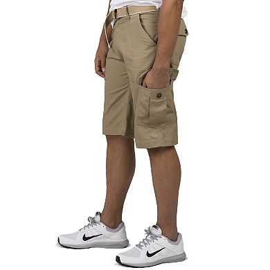 Vibes Men's Cotton Canvas Cargo Shorts with Matching Belt 13" Length