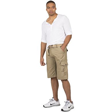 Vibes Men's Cotton Canvas Cargo Shorts with Matching Belt 13" Length