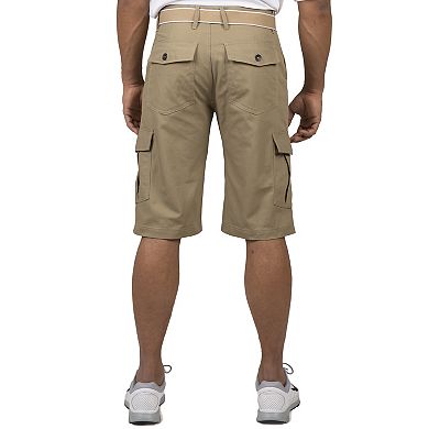 Vibes Men's Cotton Canvas Cargo Shorts with Matching Belt 13" Length