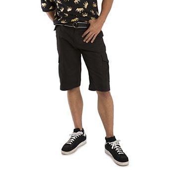 Vibes Men's Cotton Canvas Cargo Shorts with Matching Belt 13" Length