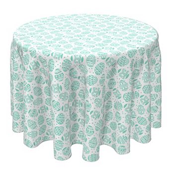 Round Tablecloth, 100% Cotton, 60 Round", Green Patterned Eggs