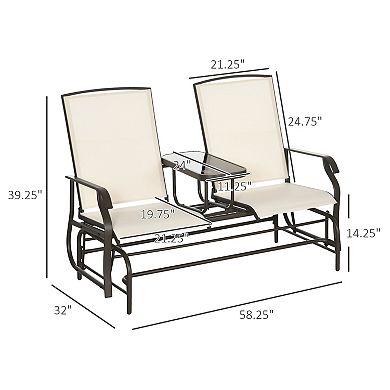 Outdoor Glider Chair, 2 Person Steel Rocking Chair, Patio, Backyard, Porch