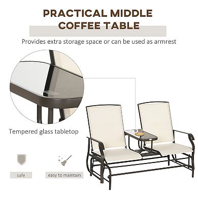 Outdoor Glider Chair, 2 Person Steel Rocking Chair, Patio, Backyard, Porch