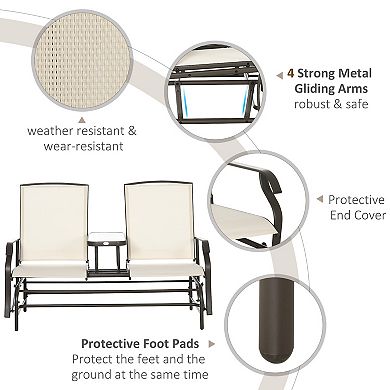 Outdoor Glider Chair, 2 Person Steel Rocking Chair, Patio, Backyard, Porch