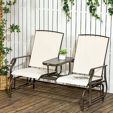 Outdoor Glider Chair, 2 Person Steel Rocking Chair, Patio, Backyard, Porch