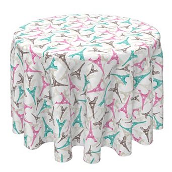 Round Tablecloth, 100% Cotton, 60 Round", Eiffel Tower Sketch