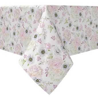 Rectangular Tablecloth, 100% Cotton, 60x104", Elegant Bridal Floral