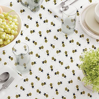 Round Tablecloth, 100% Cotton, 60 Round", Bumble Bees Flying