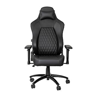 Emma and Oliver Teknik Ergonomic High Back Adjustable Gaming Chair with 4D Armrests, Head Pillow and Adjustable Lumbar Support