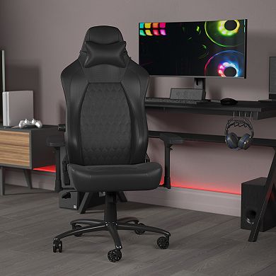 Emma and Oliver Teknik Ergonomic High Back Adjustable Gaming Chair with 4D Armrests, Head Pillow and Adjustable Lumbar Support