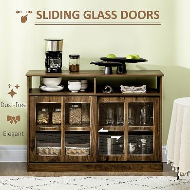Modern Sideboard Buffet Cabinet W/ Storage Cabinets Adjustable Shelf Walnut