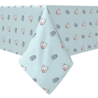 Rectangular Tablecloth, 100% Cotton, 60x120", Cows and Milk Cans