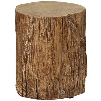 Round Side Table With Wood Grain Finish, Tree Stump Shaped End Table, Natural