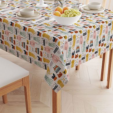 Square Tablecloth, 100% Cotton, 60x60", Cats with Attitude