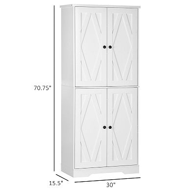 HOMCOM 71" Farmhouse Tall Kitchen Pantry Storage Cabinet, Kitchen Shelf