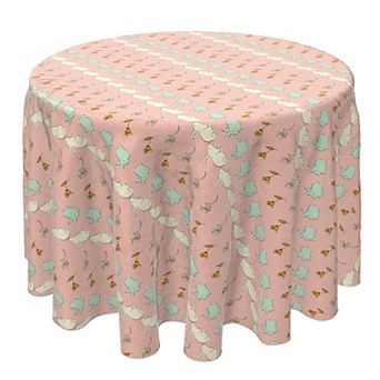 Round Tablecloth, 100% Cotton, 60 Round", Easter Bunnies and Flowers Stripe