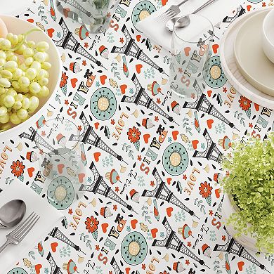 Round Tablecloth, 100% Cotton, 60 Round", Colorful Paris Design