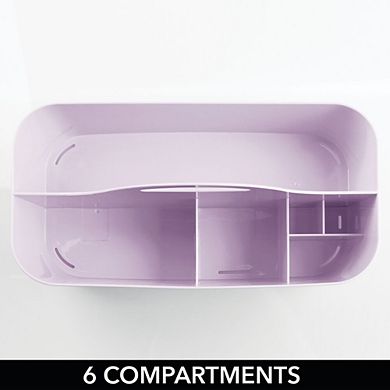 mDesign Plastic Divided Shower Organizer Basket Caddy Tote, Handle, Light Purple