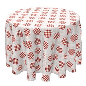Round Tablecloth, 100% Cotton, 60 Round", Gingham Polka Dot