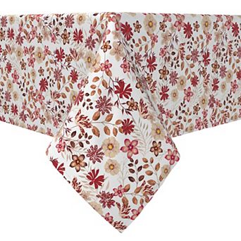 Rectangular Tablecloth, 100% Cotton, 60x120", Burgundy Fall Floral