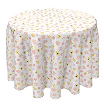 Round Tablecloth, 100% Cotton, 60 Round", Cartoon Graphic Flowers