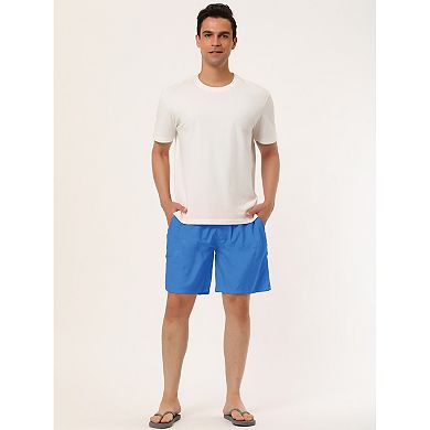 Men's Solid Color Drawstring Mesh Lined Board Shorts