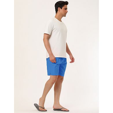 Men's Solid Color Drawstring Mesh Lined Board Shorts