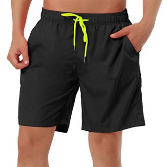 Men's Solid Color Drawstring Mesh Lined Board Shorts
