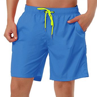 Men's Solid Color Drawstring Mesh Lined Board Shorts