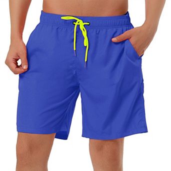 Men's Solid Color Drawstring Mesh Lined Board Shorts
