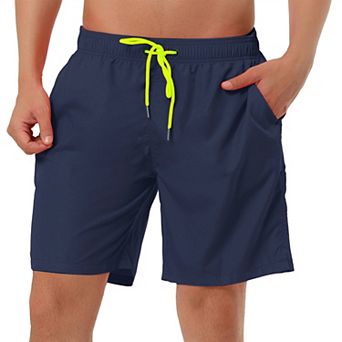 Men's Solid Color Drawstring Mesh Lined Board Shorts