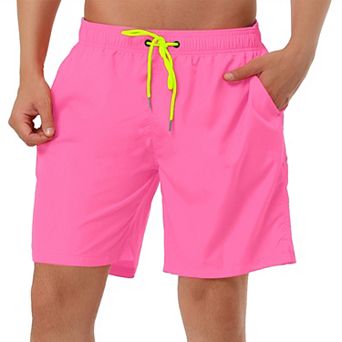 Men's Solid Color Drawstring Mesh Lined Board Shorts