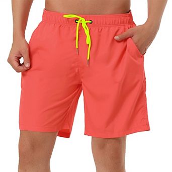 Men's Solid Color Drawstring Mesh Lined Board Shorts