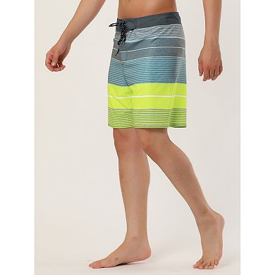 Men's Shorts Summer Printed Drawstring Color Block Swim Beach Shorts