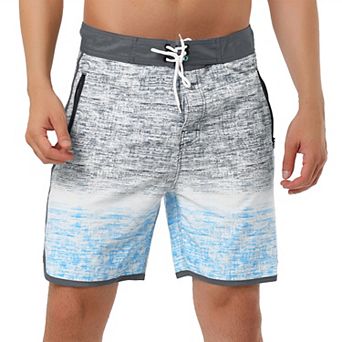 Men's Shorts Summer Printed Drawstring Color Block Swim Beach Shorts