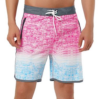 Men's Shorts Summer Printed Drawstring Color Block Swim Beach Shorts