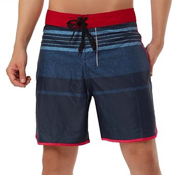 Men's Shorts Summer Printed Drawstring Color Block Swim Beach Shorts