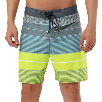 Men's Shorts Summer Printed Drawstring Color Block Swim Beach Shorts