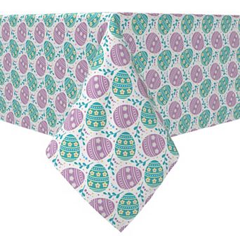 Rectangular Tablecloth, 100% Cotton, 60x84", Daisy Doodle Easter Eggs