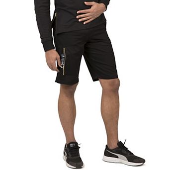 Vibes Men's Metal Zipper Cargo Pocket 11" Length Twill Shorts