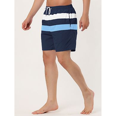 Men's Shorts Striped Color Block Drawstring Beach Board Swim Shorts
