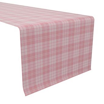 Table Runner, 100% Cotton, 16x72", Pastel Pink Tartan Plaid