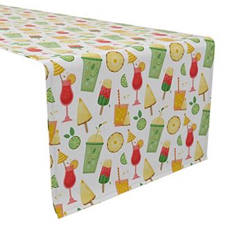 Table Runner, 100% Cotton, 16x72", Fruity Summer Beverages