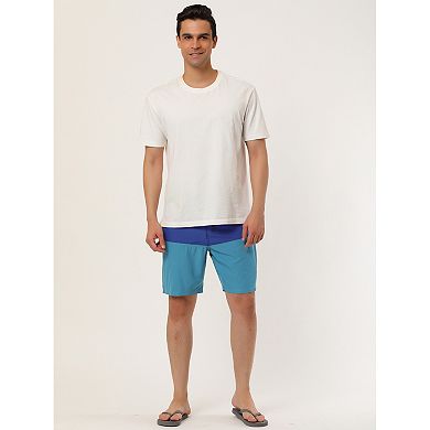 Men's Summer Color Block Drawstring Beach Swimwear Board Shorts
