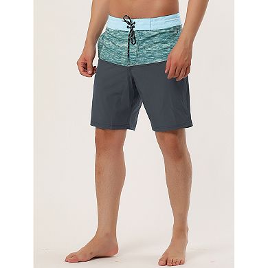 Men's Summer Color Block Drawstring Beach Swimwear Board Shorts