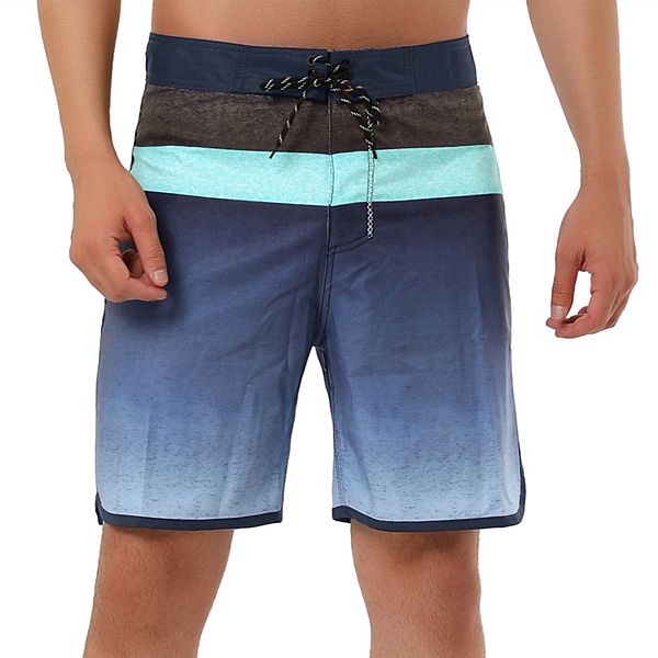 Men's Shorts Summer Swim Shorts Color Block Drawstring Beach Board Shorts